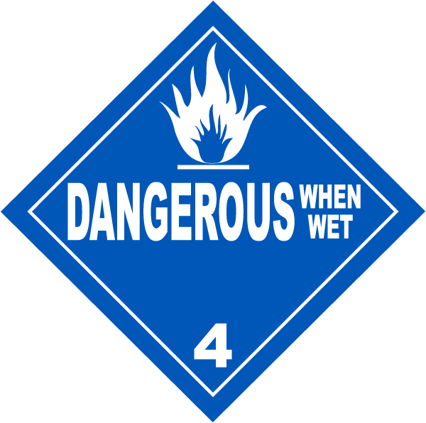 USDOT Symbol for Substances Dangerous When Wet