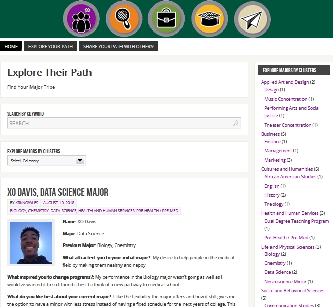 Screenshot of Explore Your Path Blog
