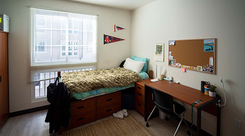 Staged dorm room