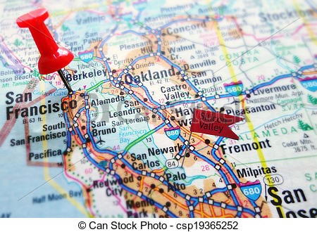 Map of the bay area with a pin o San Francisco