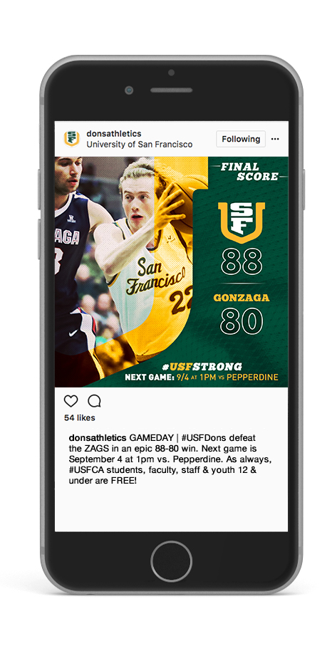 USF Basketball game results on Instagram