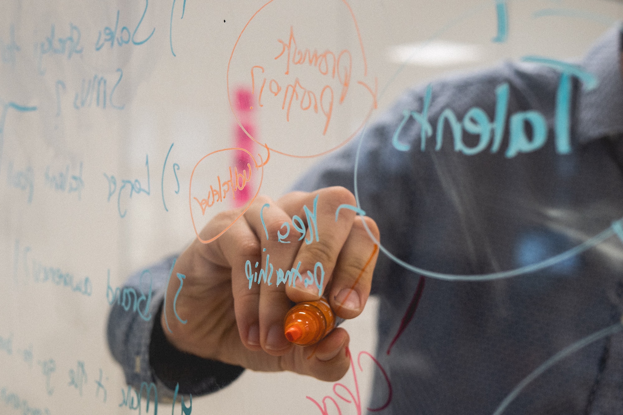 Writing on a transparent whiteboard