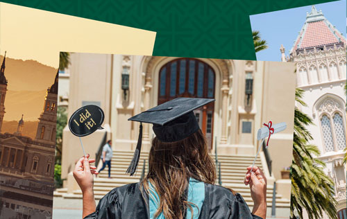 green instagram frame with photo of graduate