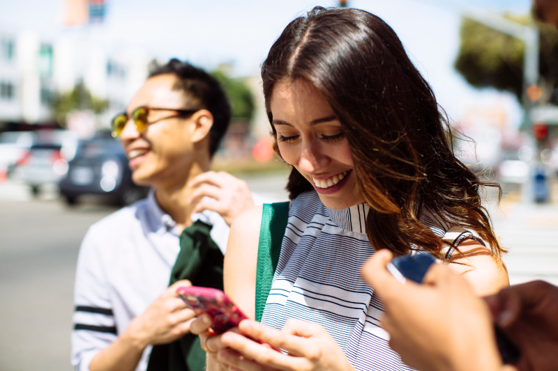 Student using a cell phone