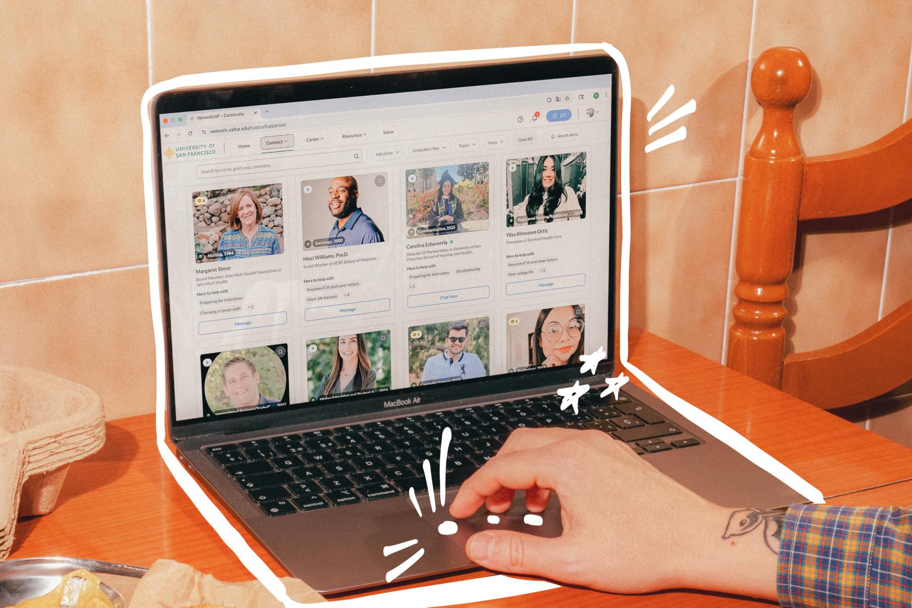 A student looking at NetworkUSF website