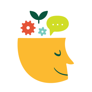 Icon of a head with creative symbols and ideas