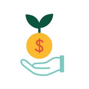 Icon of hand holding a sprout grant