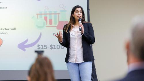 Environmental studies student speaking