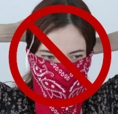 Person wearing a bandana face mask.