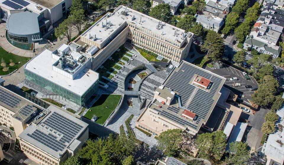 Aerial view of the hilltop campus