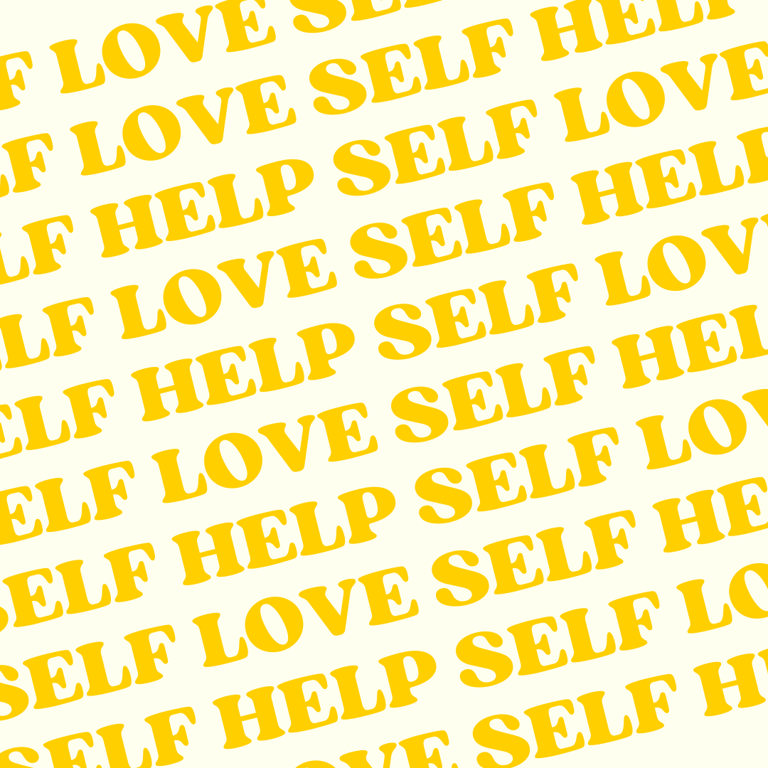Self Help and Self Love words visually repeating at a diagonal. 