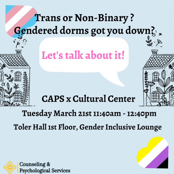 Trans/Non-binary Dorm Living discussion flyer, text duplicated after image