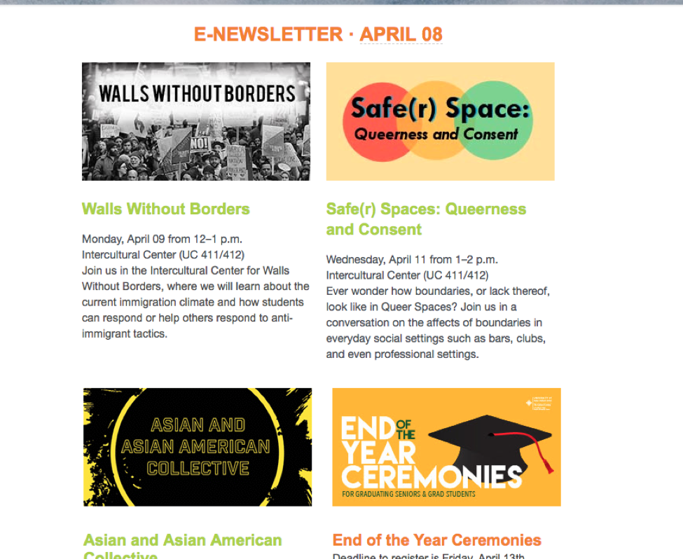 E-newsletters with image text matching the title