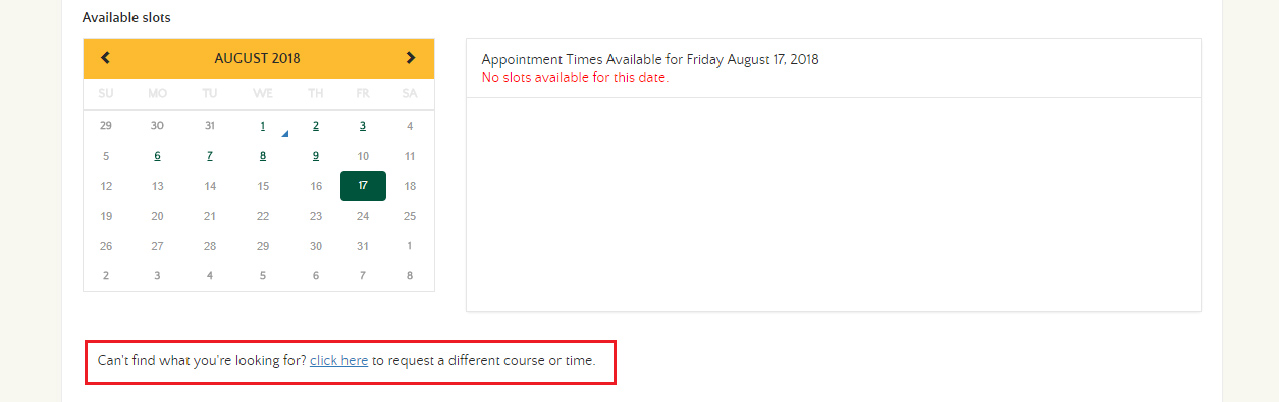 Tutor Request Form listed below the calendar