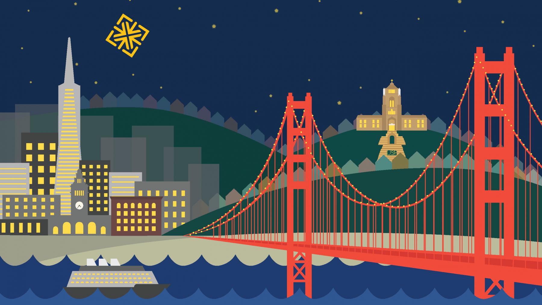 USF Zoom Background Golden Gate Bridge Cartoon