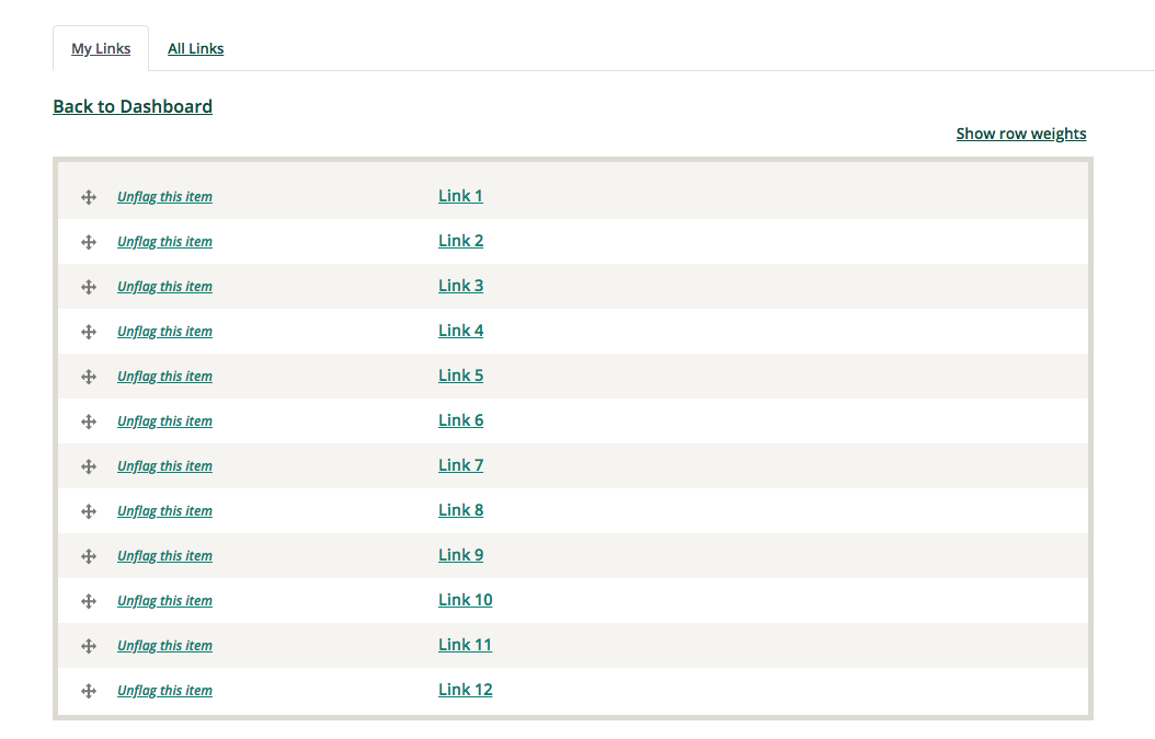 View of how to reorder your myLinks