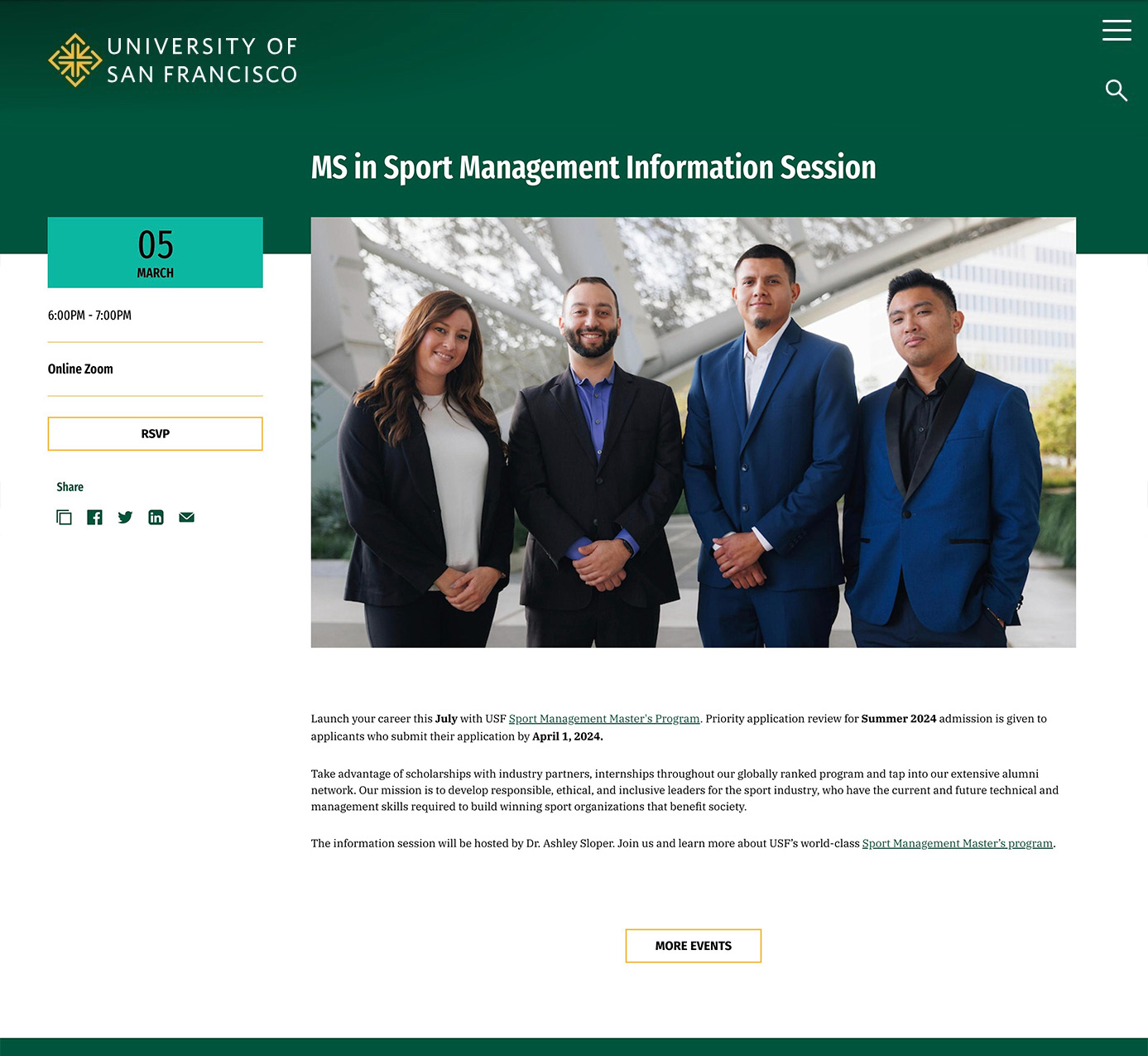 Event Sample: Sport Management event