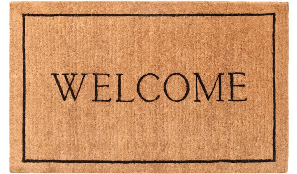 Doormat reads: Welcome