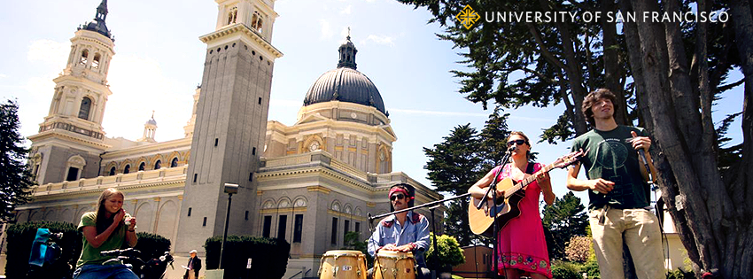 Musical performers outside of the Library on Earth Day.