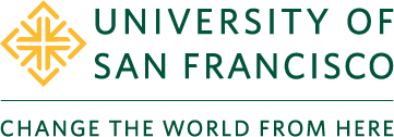University of San Francisco Horizontal 2-line Logo with Change the World From Here tagline