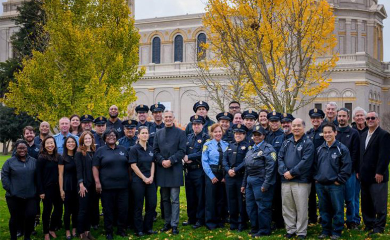 Public Safety department group photo in front of St. Ignatius