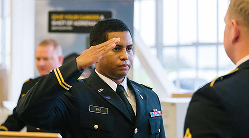 Cadet saluting