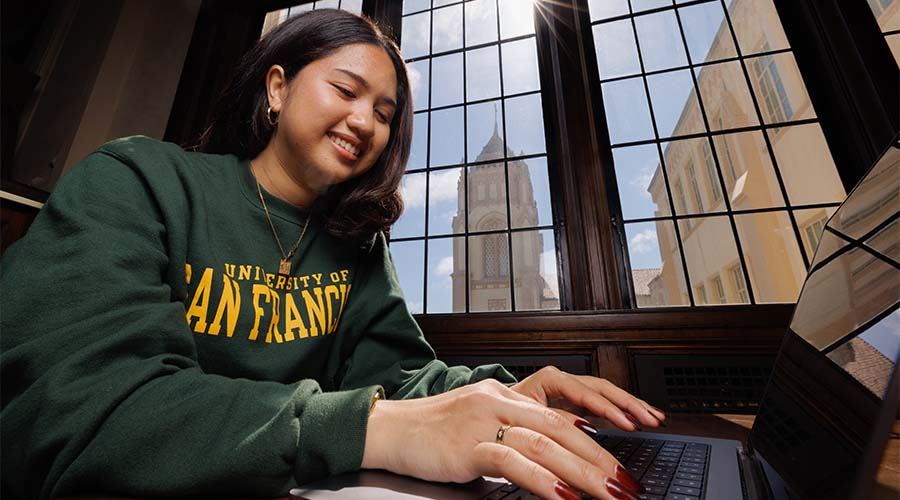 Student on a computer