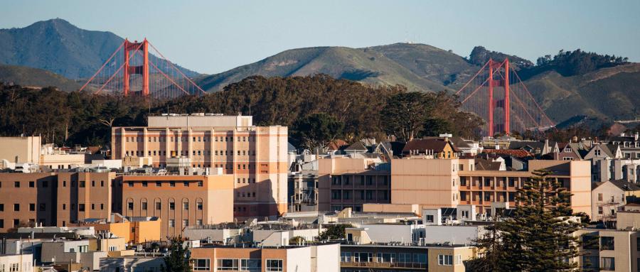 USF Lone Mountain and Golden Gate Bridge view