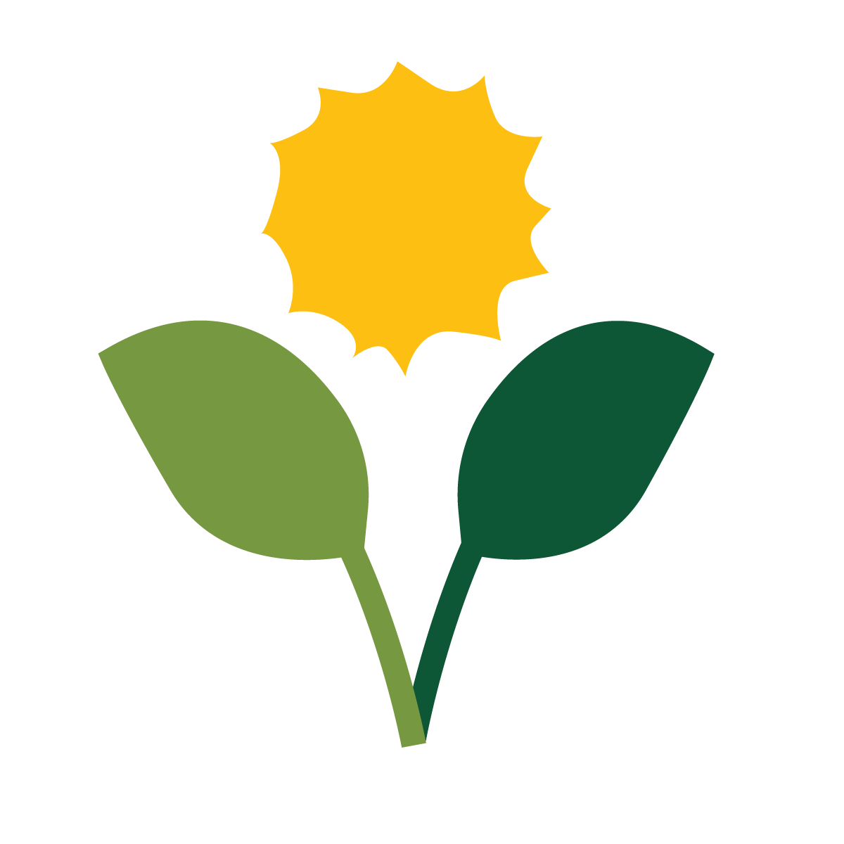 "Icon of a yellow flower and two green leaves"