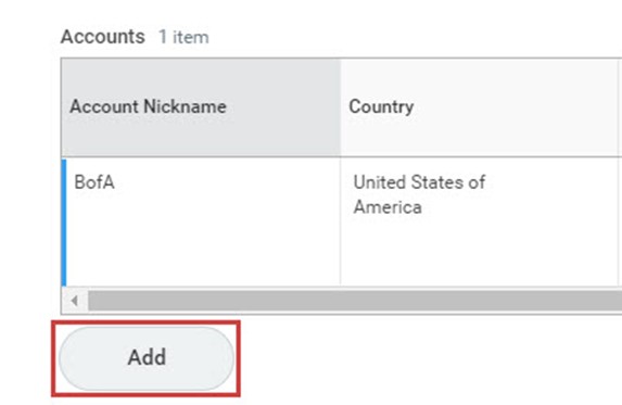 Add Direct Deposit Account in Workday