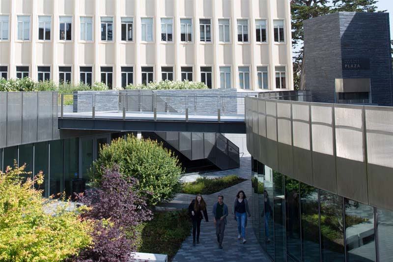 A view of the walkway between the Lo Schiavo Building and the University Center