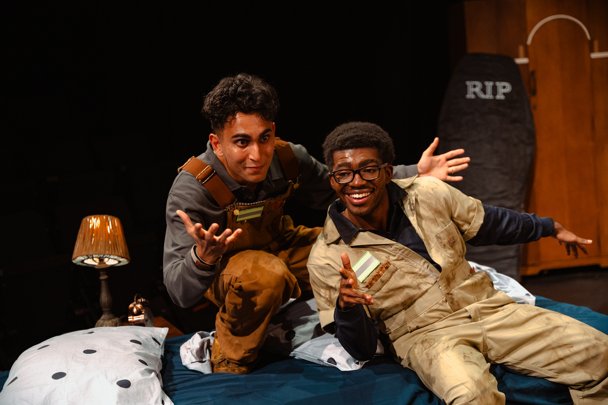 Student actors in performing arts production