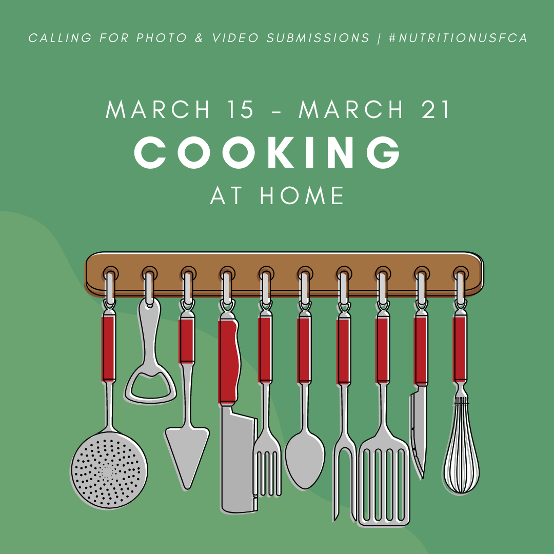 Graphic to ask for photo and video submissions of students cooking at home from March 15 to March 21