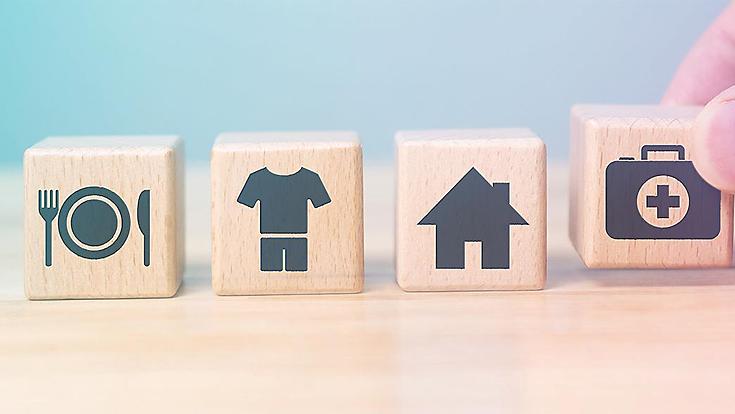 Wooden blocks of items
