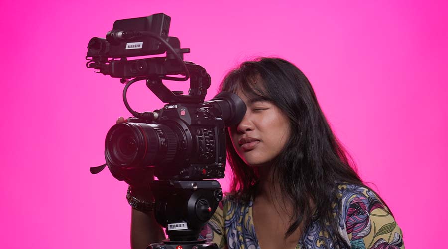 Student recording with camera