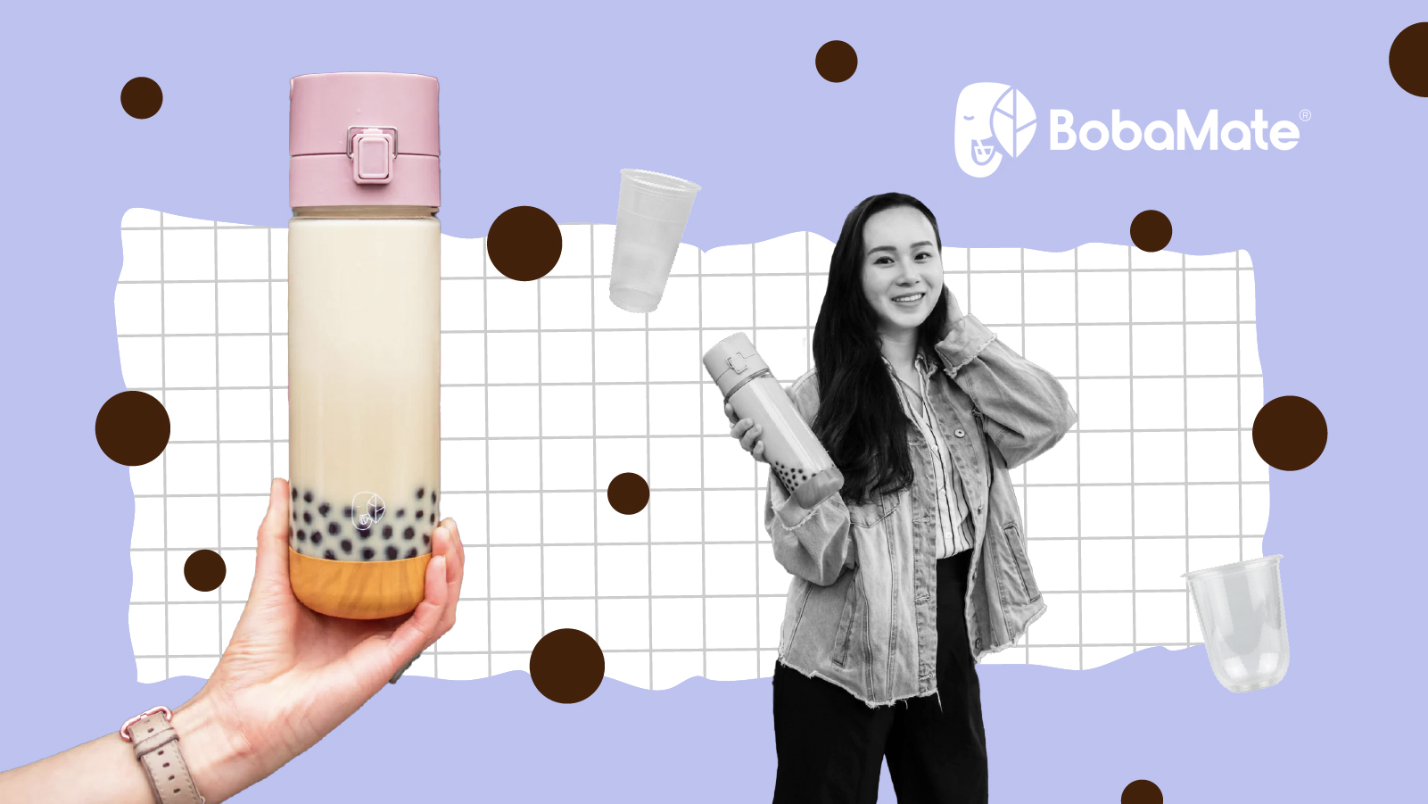 Galina Lang Headshot with her BobaMate bottle