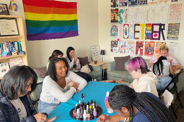 Students gathering in the Gender & Sexuality Center
