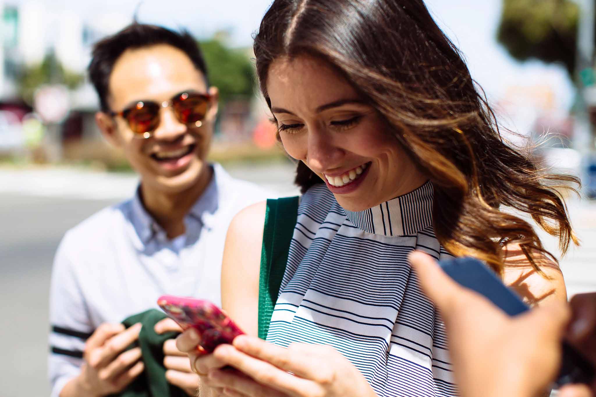 USF student with phone