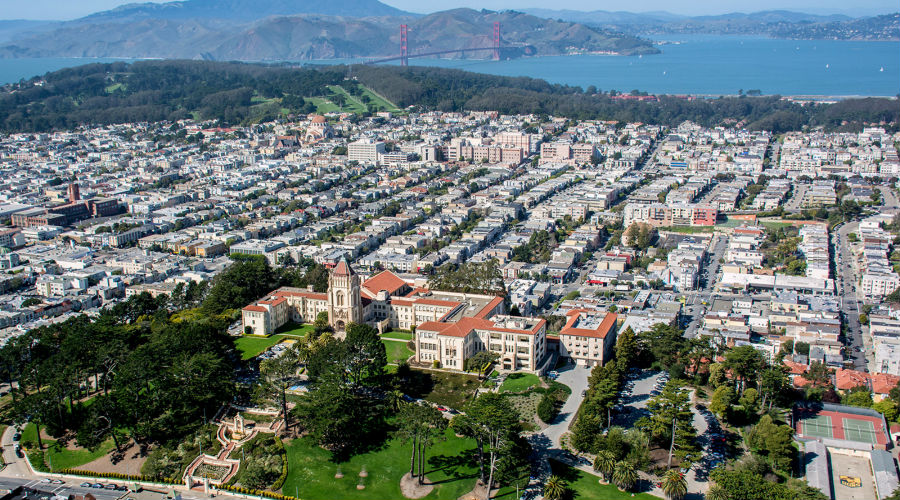 Aerial shot of lone mountain