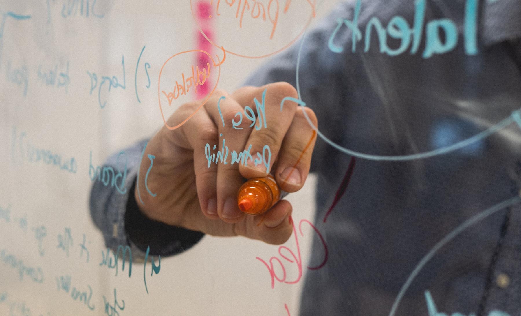 Writing on a transparent whiteboard