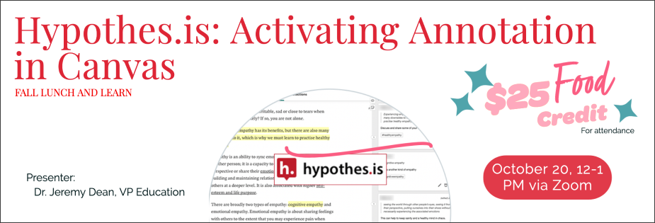 Hypothesis Activating Annotation in Canvas,Presenter Dr Jeremy Dean, VP Education