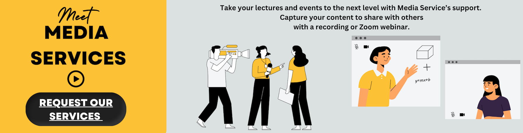 Capture your content to share with others with a recording or Zoom webinar