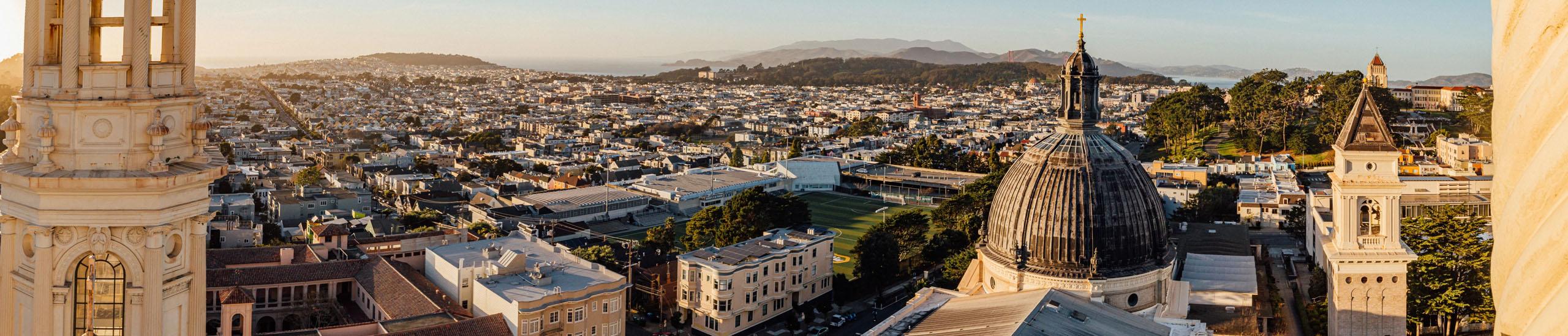 Aerial view of USF from st. ignatius to the bay