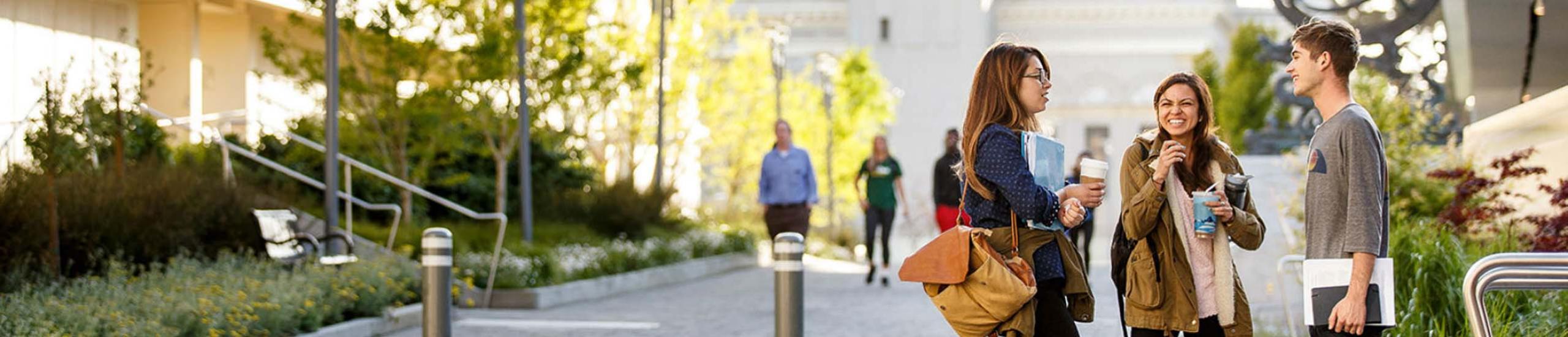 students socialising outside on lower main campus
