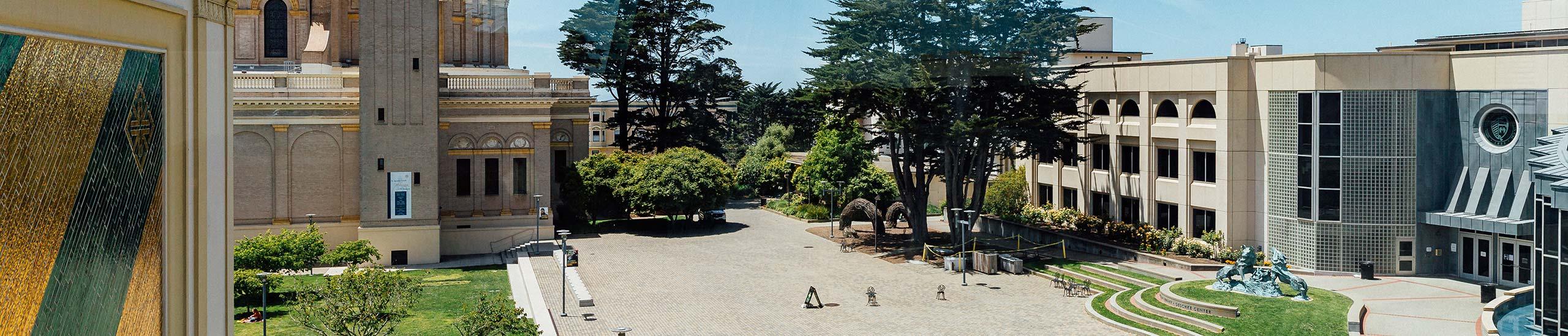 Gleeson Plaza at USF on a sunny day