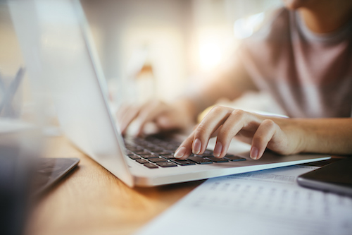 Woman using a laptop