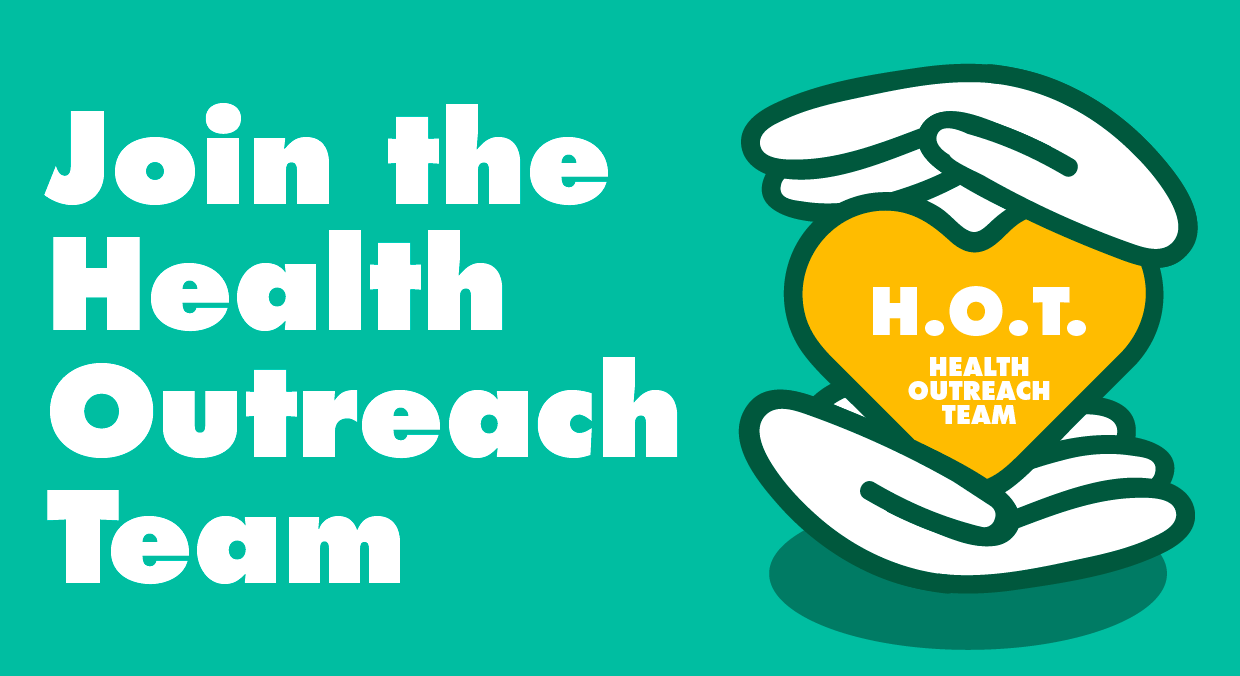 Join the health outreach team signage 
