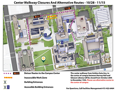 "Central Walkways Closure Route Map"