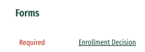 Enrollment Deposit form button on Dons Status Page