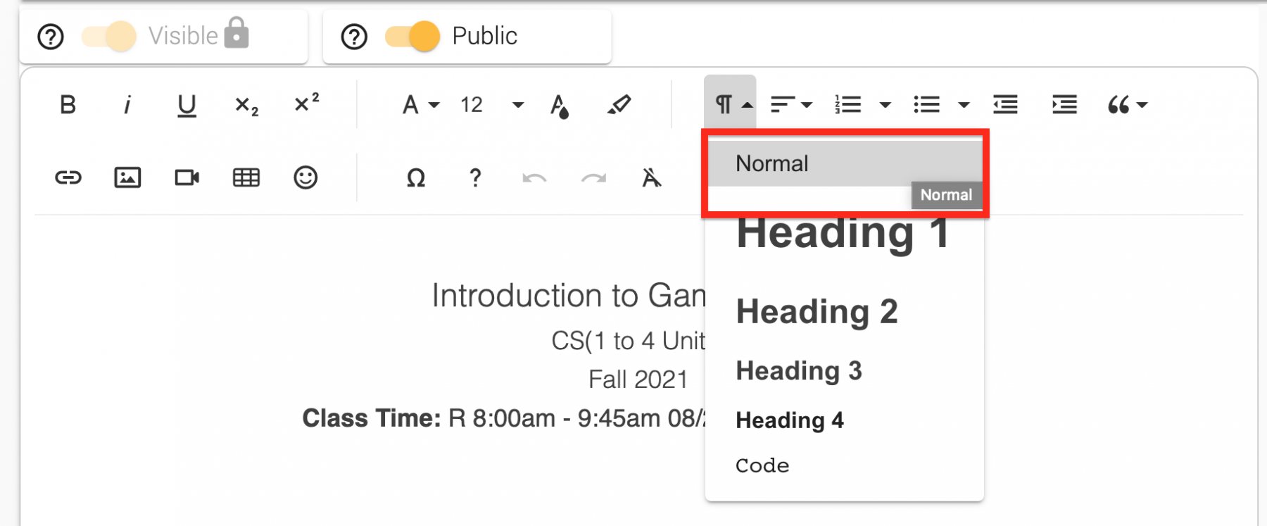 Simple Syllabus Text Formatting